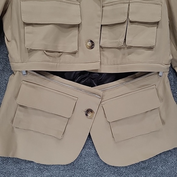 RTA Utilitarian Blazer White Pepper Beige Pockets Women's Size 10 - Picture 11 of 16